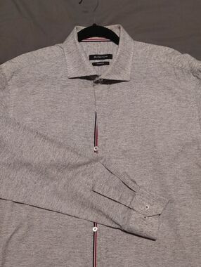 Bugatchi Light Gray Heather Button-Down Long Sleeve Shirt